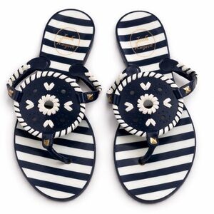 Jack Rogers Navy and White Striped Medallion Flip Flop Jelly
Sandal